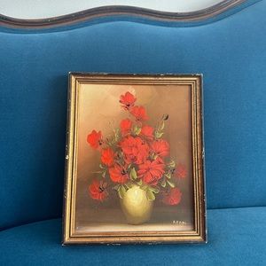 Vintage Signed Floral Oil Painting